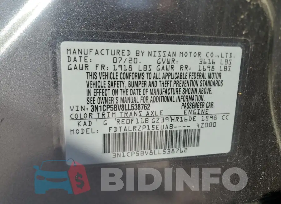 3N1CP5BV8LL538762 Photo# 14