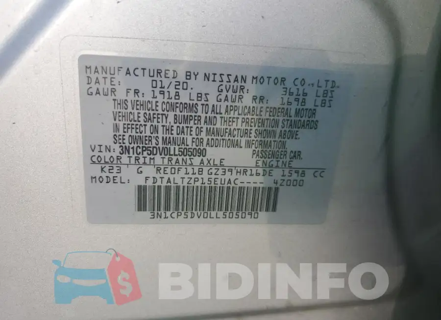3N1CP5DV0LL505090 Photo# 13