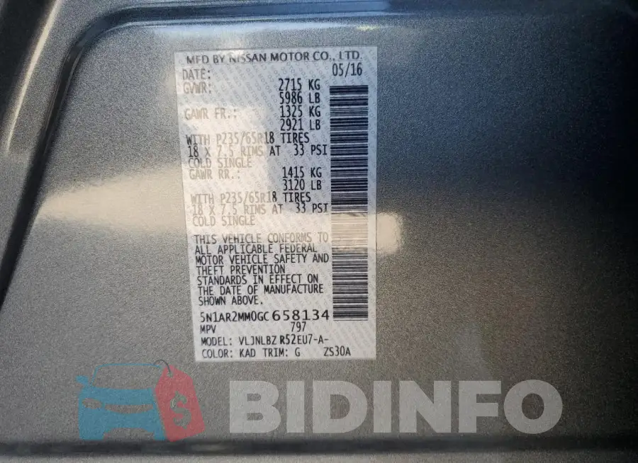 5N1AR2MM0GC658134 Photo# 12