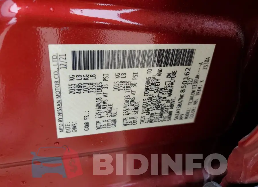 5N1AT3BA7MC850162 Photo# 14