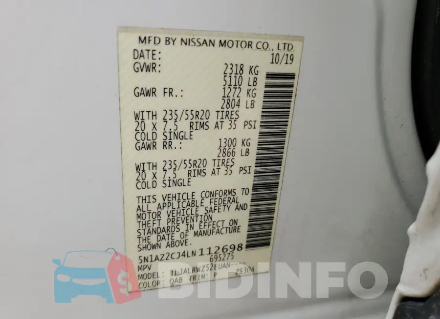 5N1AZ2CJ4LN112698 Photo# 14
