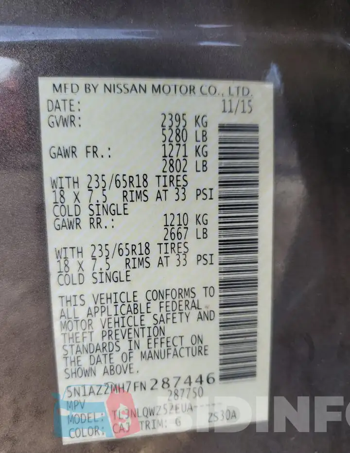 5N1AZ2MH7FN287446 Photo# 13
