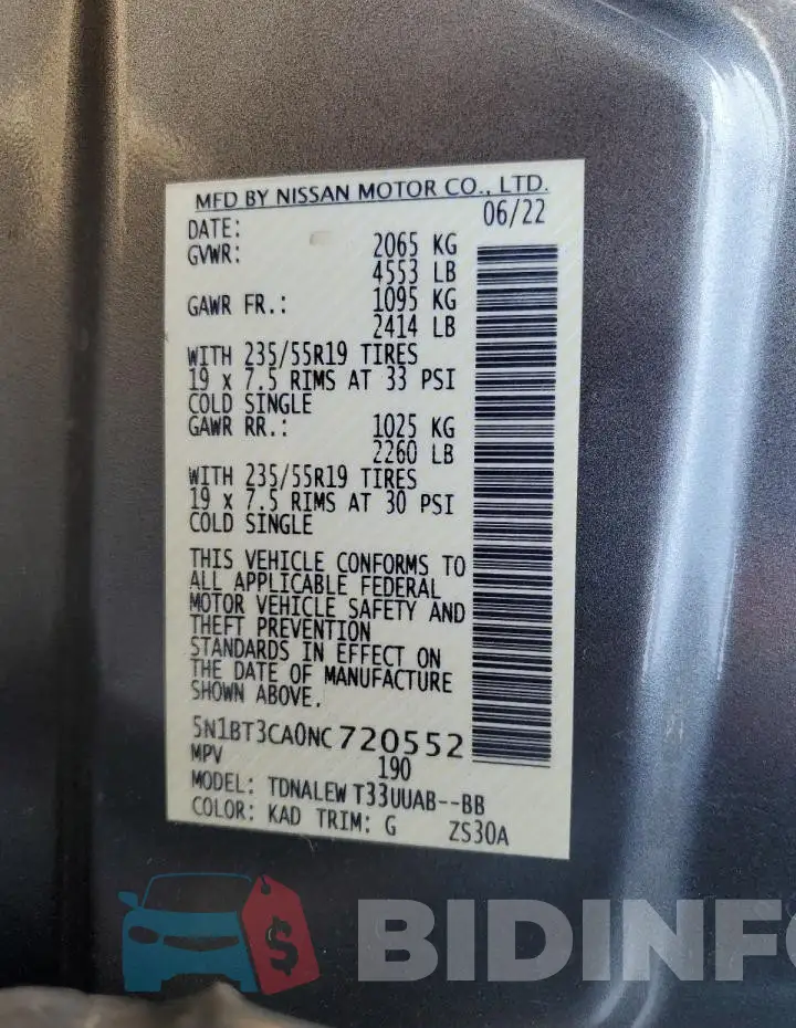 5N1BT3CA0NC720552 Photo# 13
