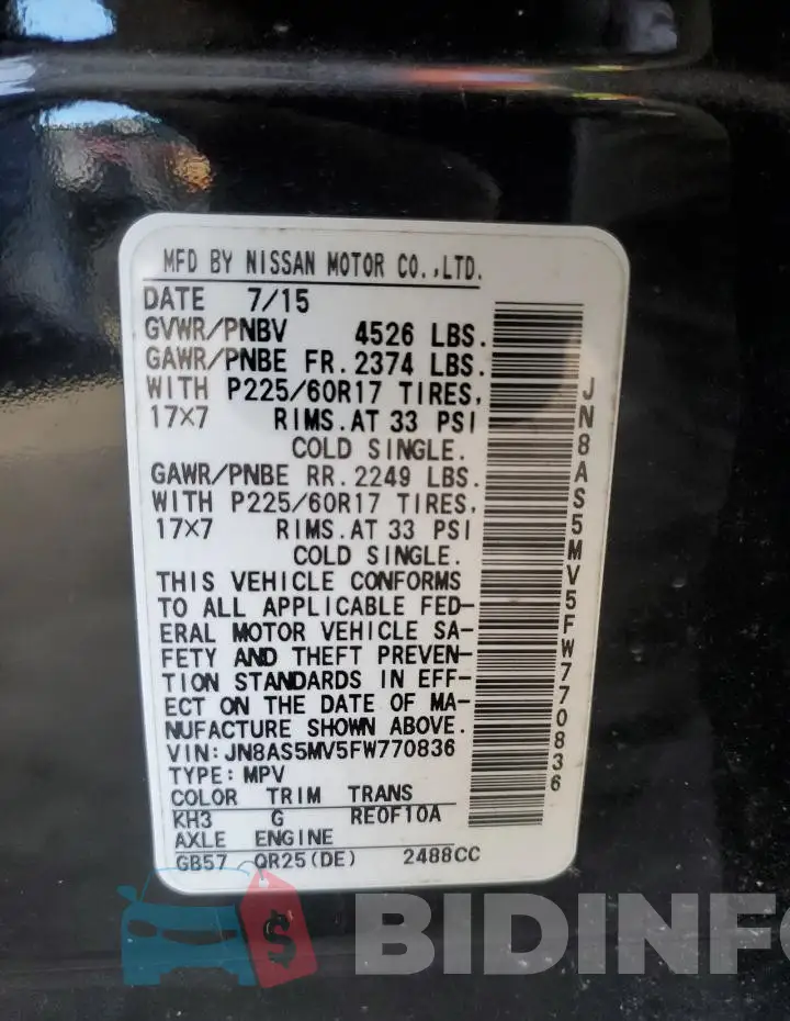 JN8AS5MV5FW770836 Photo# 14