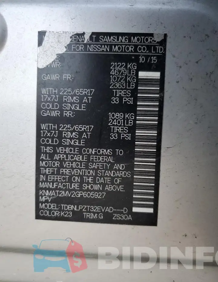 KNMAT2MV2GP605927 Photo# 13