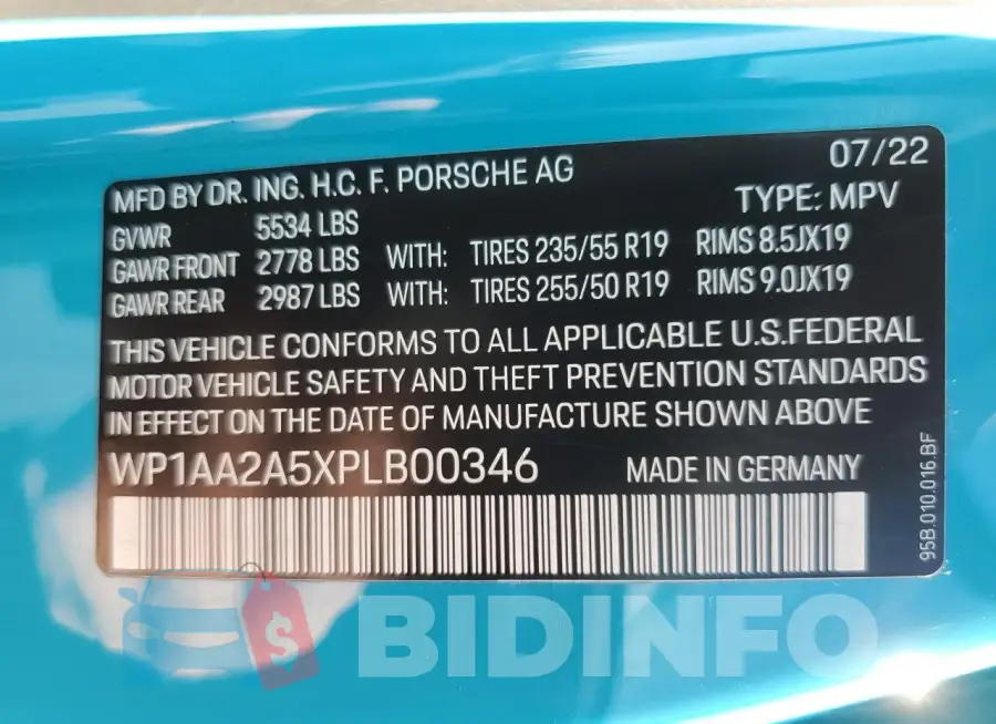 WP1AA2A5XPLB00346 Photo# 13