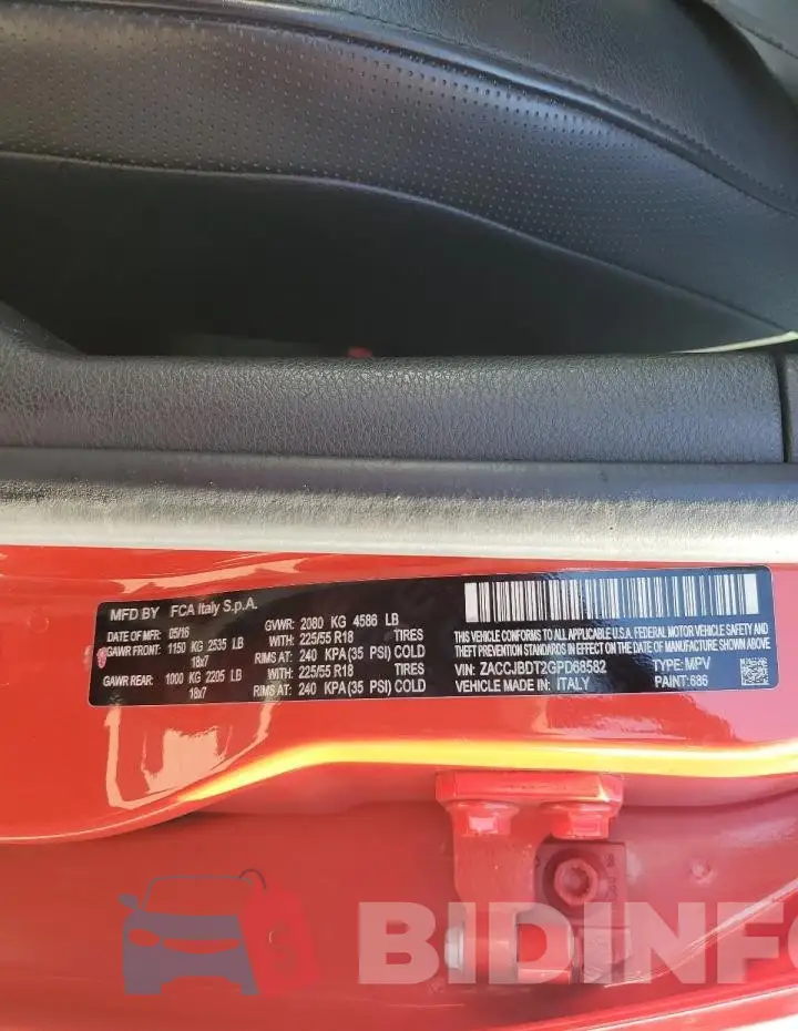 ZACCJBDT2GPD68582 Photo# 12