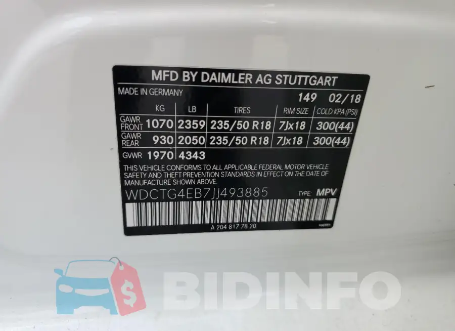 WDCTG4EB7JJ493885 Photo# 13