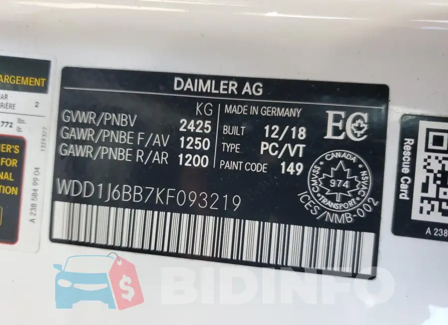 WDD1J6BB7KF093219 Photo# 12