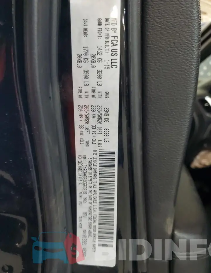 1C4RDHAG0KC663219 Photo# 13