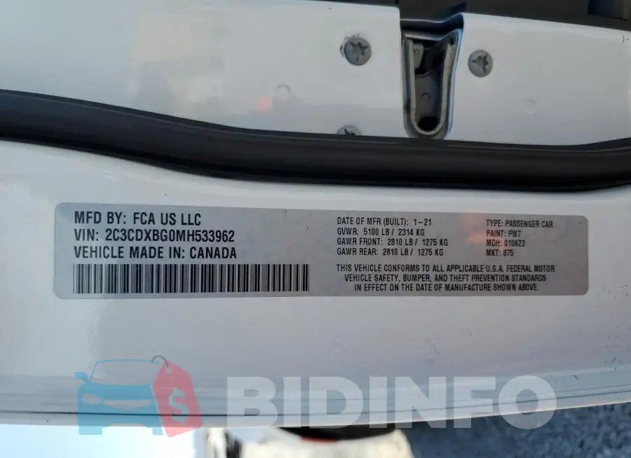 2C3CDXBG0MH533962 Photo# 12