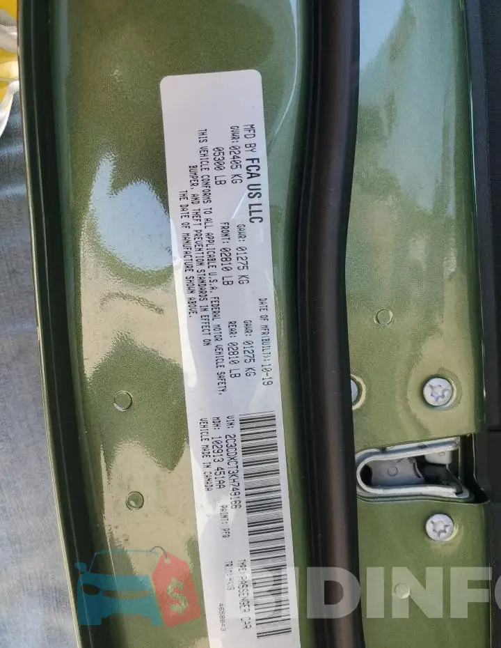 2C3CDXCT3KH749166 Photo# 12