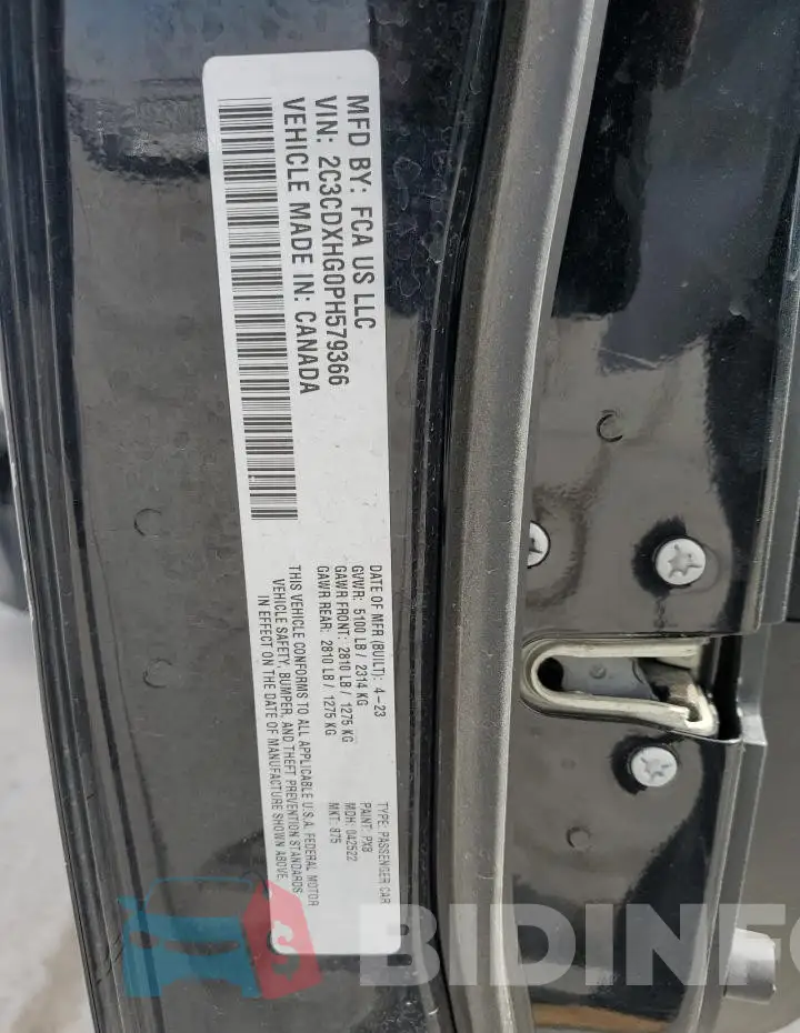 2C3CDXHG0PH579366 Photo# 12