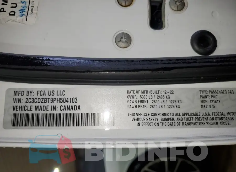 2C3CDZBT9PH504103 Photo# 12