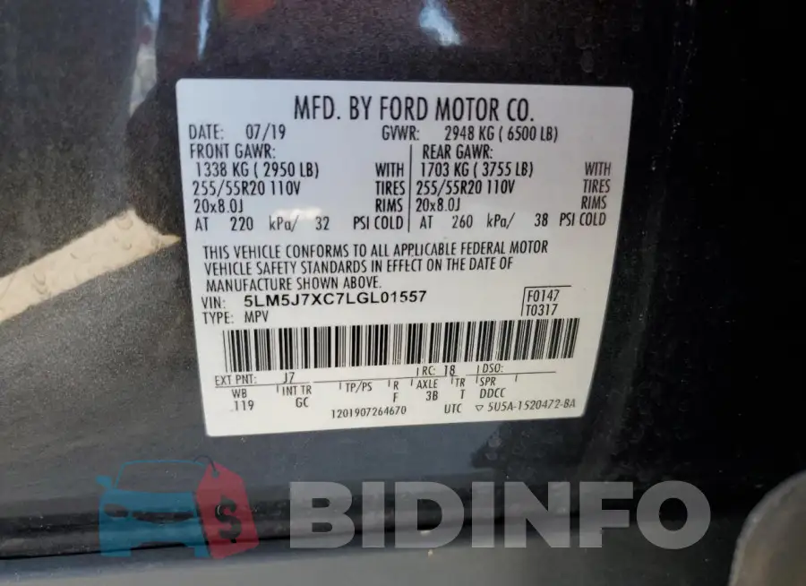 5LM5J7XC7LGL01557 Photo# 13