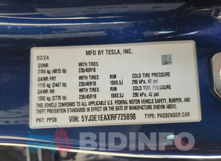 5YJ3E1EAXRF725898 Photo# 12