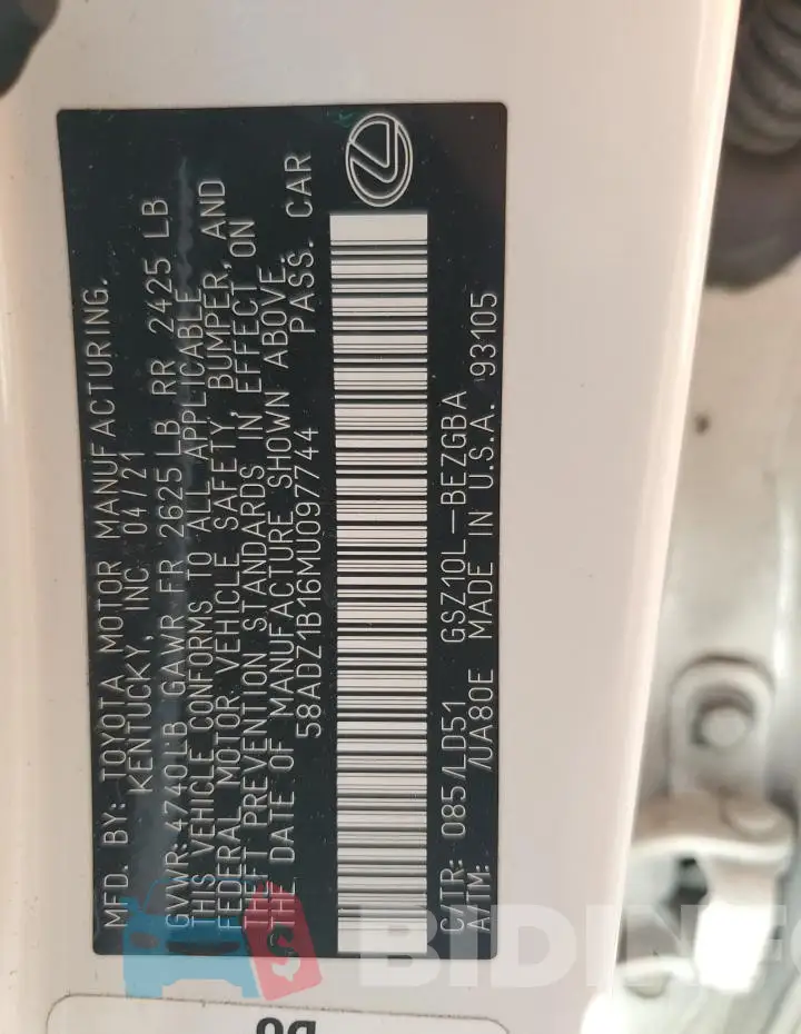 58ADZ1B16MU097744 Photo# 13