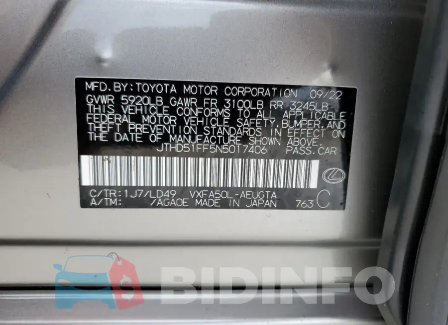 JTHD51FF5N5017406 Photo# 13