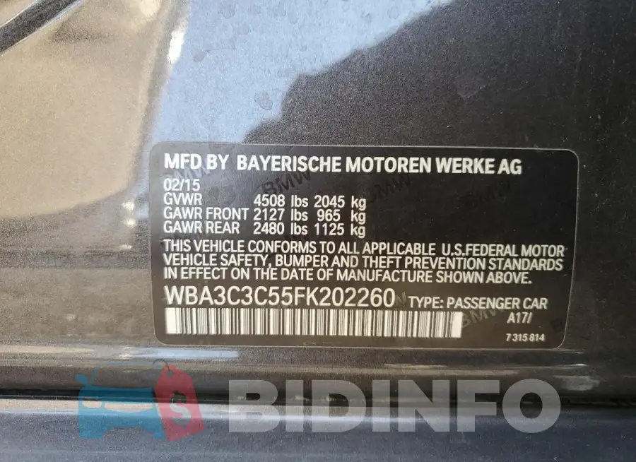WBA3C3C55FK202260 Photo# 12