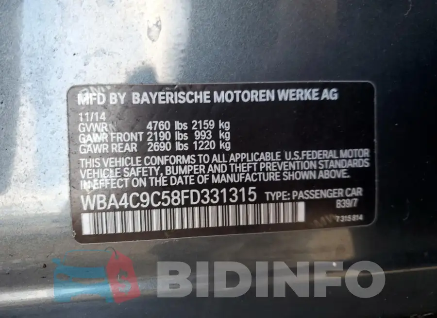 WBA4C9C58FD331315 Photo# 12