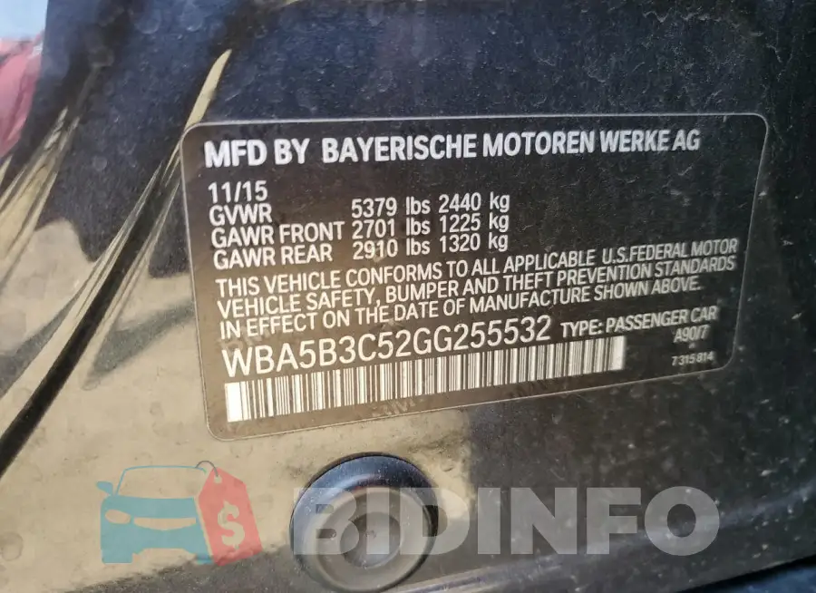 WBA5B3C52GG255532 Photo# 12