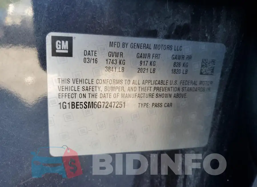 1G1BE5SM6G7247251 Photo# 12