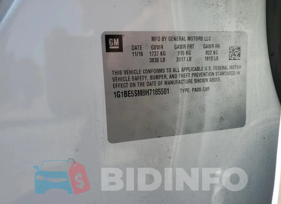 1G1BE5SM8H7185501 Photo# 12