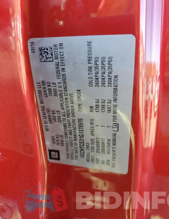 1GCHTCE31G1378976 Photo# 12