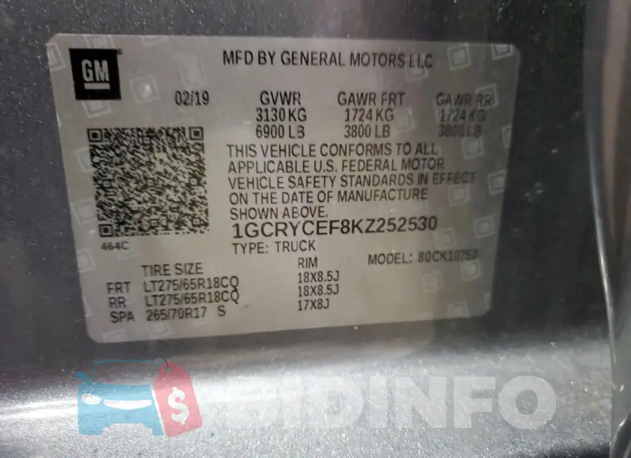 1GCRYCEF8KZ252530 Photo# 12