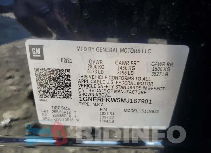 1GNERFKW5MJ167901 Photo# 13