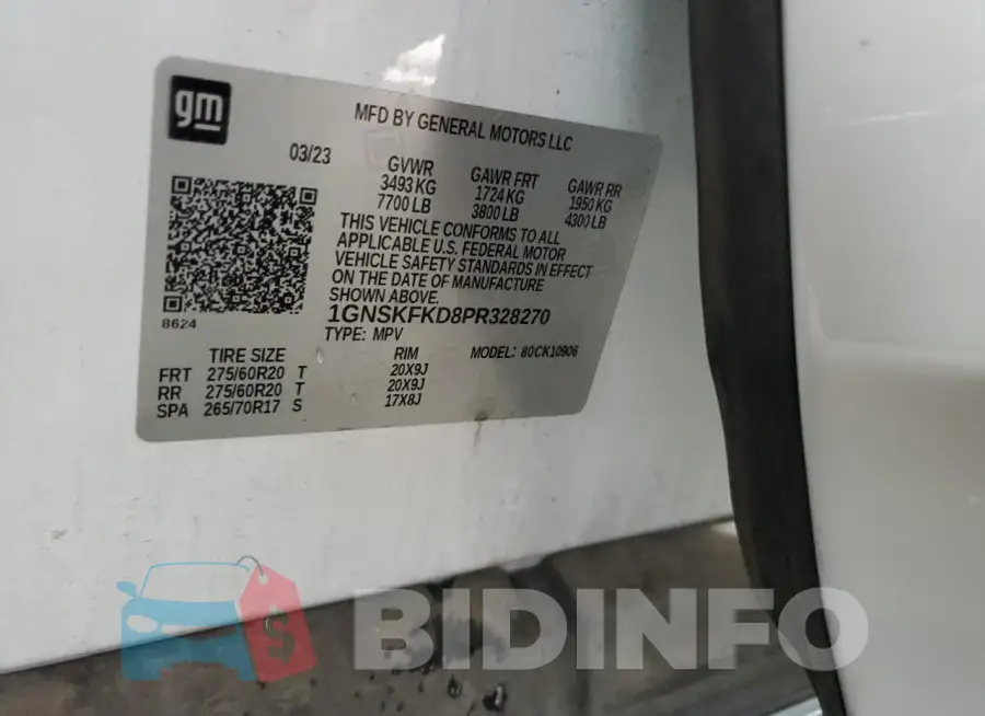 1GNSKFKD8PR328270 Photo# 14