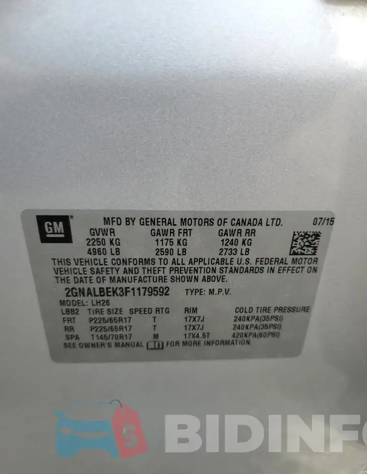 2GNALBEK3F1179592 Photo# 14