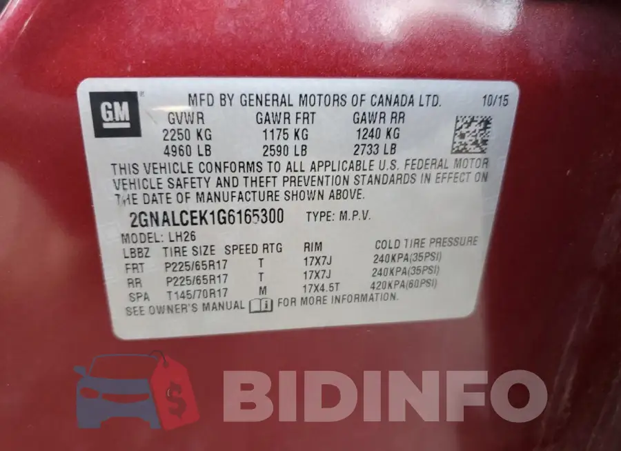 2GNALCEK1G6165300 Photo# 13
