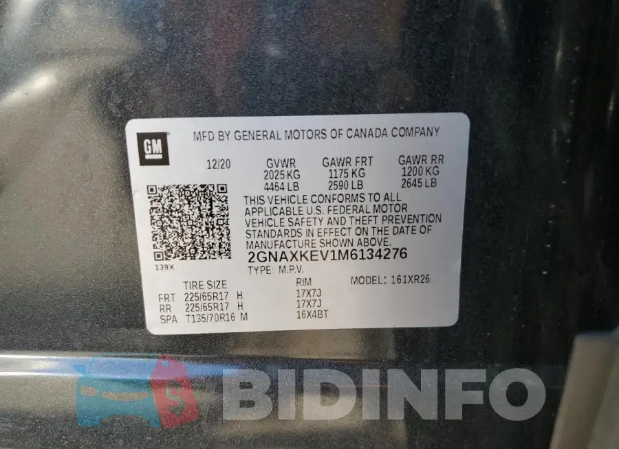 2GNAXKEV1M6134276 Photo# 13