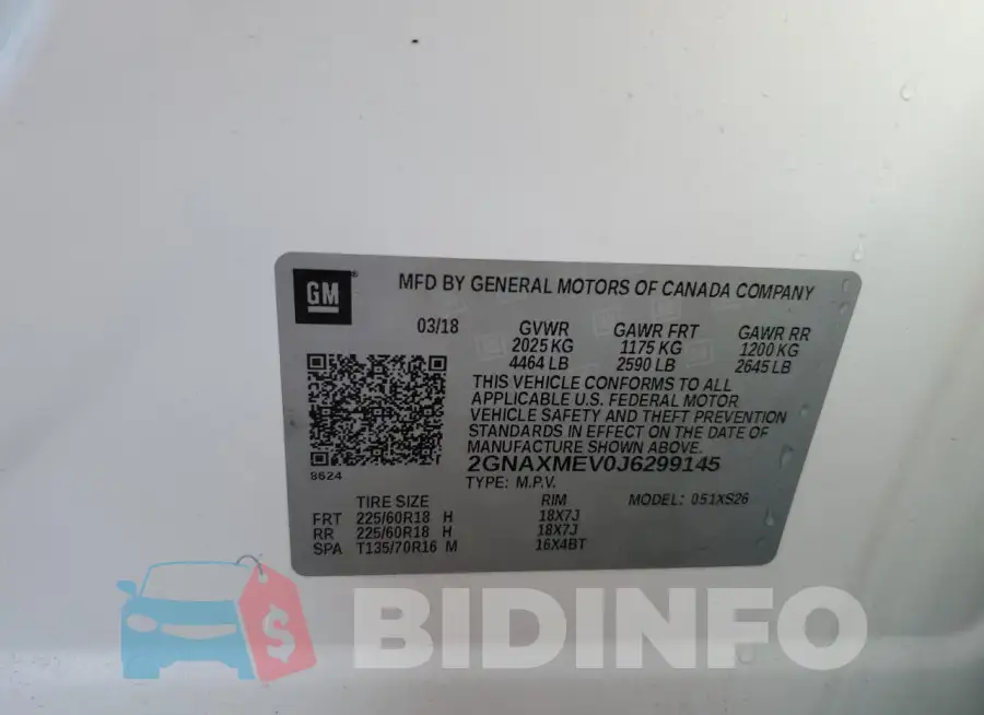 2GNAXMEV0J6299145 Photo# 14