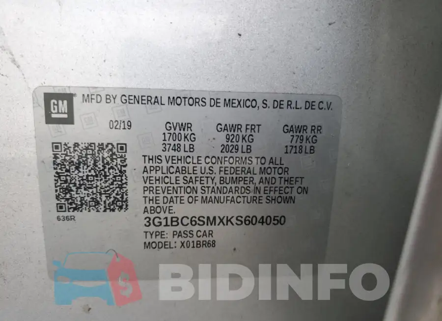 3G1BC6SMXKS604050 Photo# 13