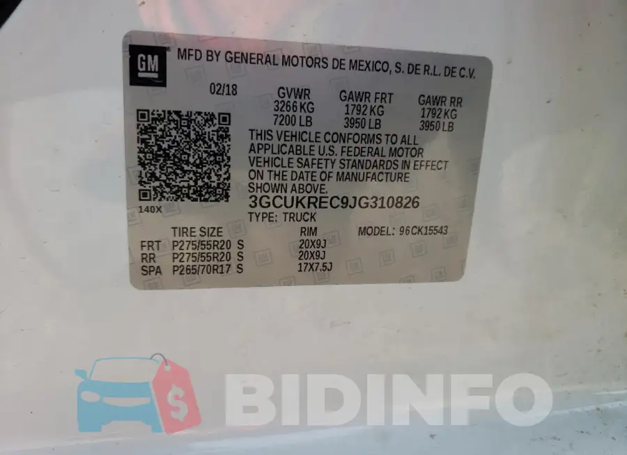 3GCUKREC9JG310826 Photo# 12