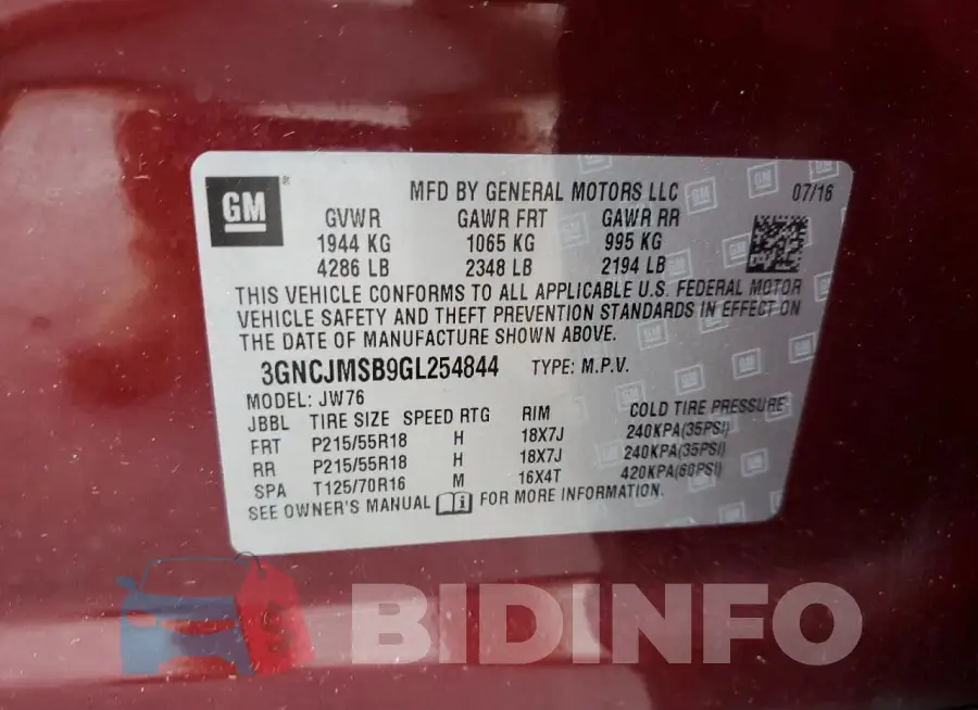 3GNCJMSB9GL254844 Photo# 13