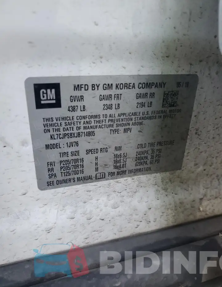 KL7CJPSBXJB714805 Photo# 13