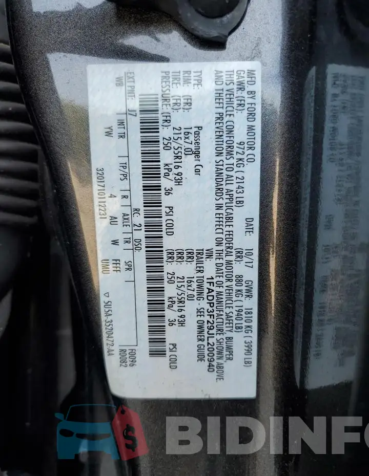 1FADP3F29JL200940 Photo# 13
