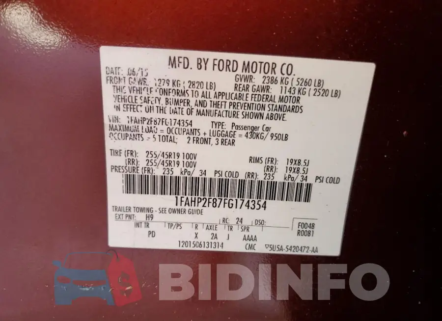 1FAHP2F87FG174354 Photo# 13