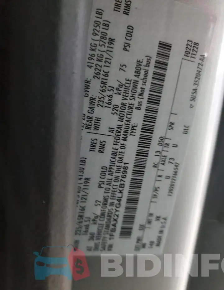 1FBAX2YG4LKB76981 Photo# 13