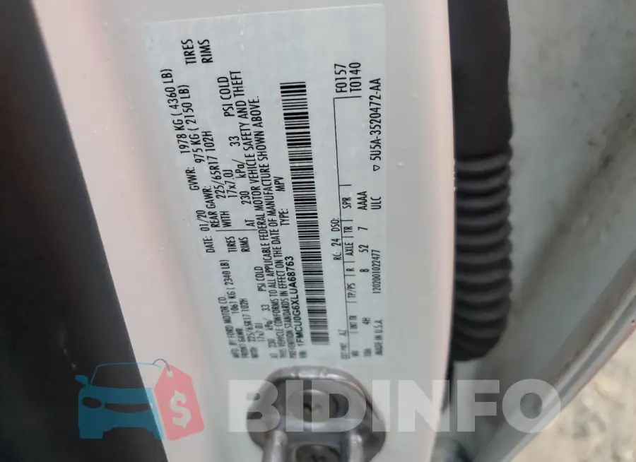 1FMCU0G6XLUA68763 Photo# 13