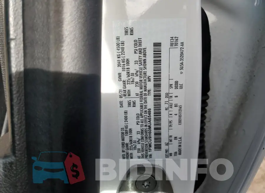 1FMCU9H60MUA65486 Photo# 13