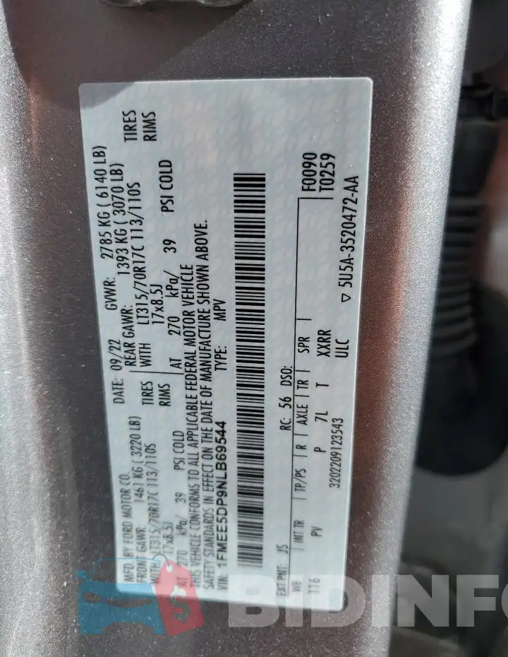 1FMEE5DP9NLB69544 Photo# 12