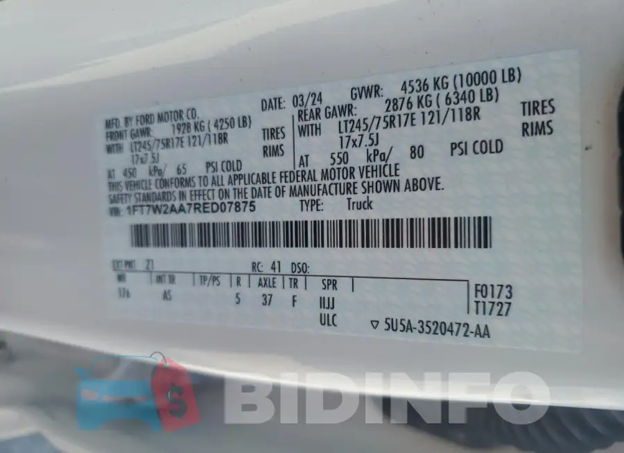 1FT7W2AA7RED07875 Photo# 12