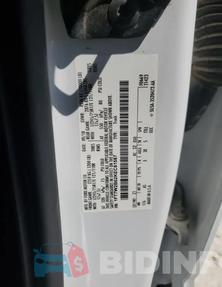 1FT7W2B62KEC81587 Photo# 12