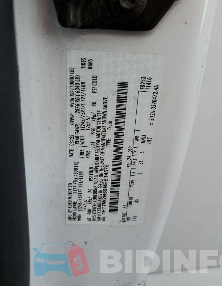 1FT7W2B69NEE14575 Photo# 12