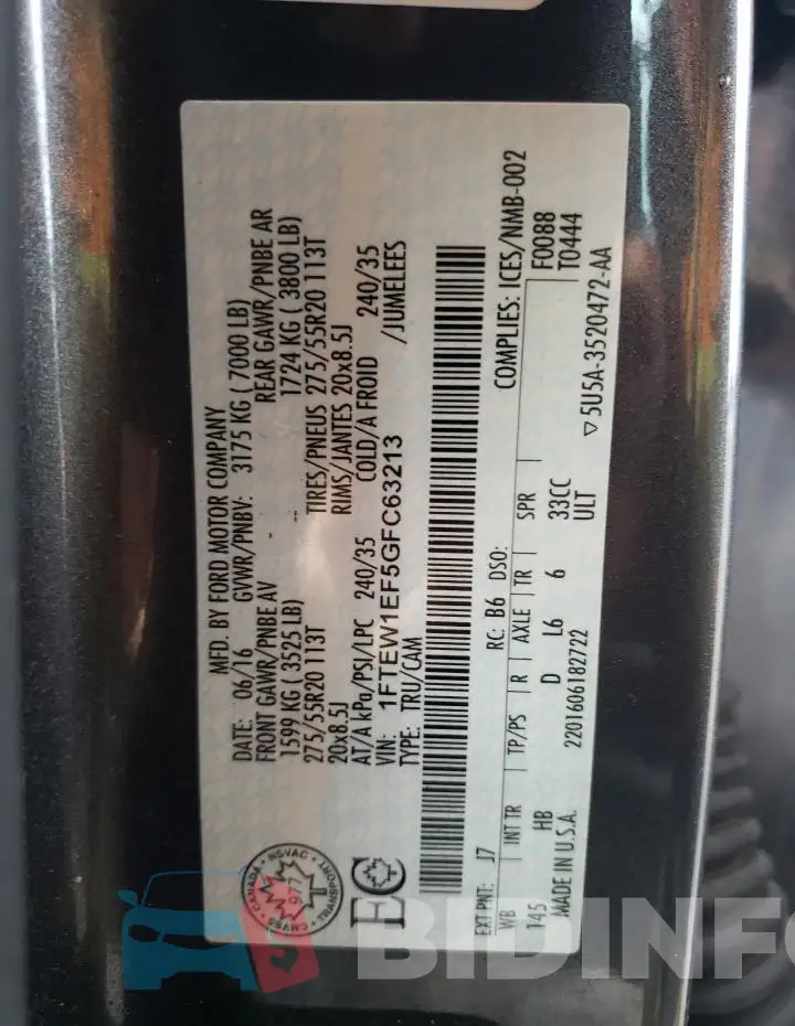 1FTEW1EF5GFC63213 Photo# 12