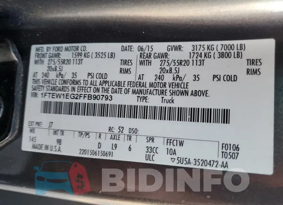 1FTEW1EG2FFB90793 Photo# 12